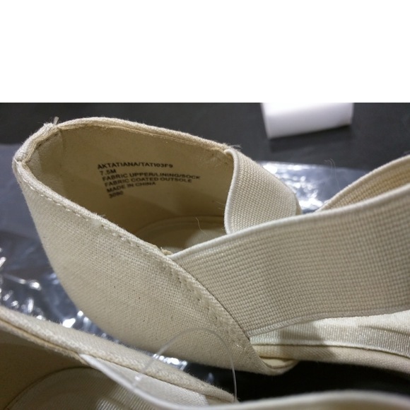Anne Klein Tatiana Wedge Sandal In Natural Fabric, 7.5 - Picture 2 of 2